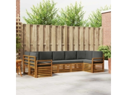 Vidaxl Conjunto De Sofás Para Exterior 7 Unid. Natural E Antracite