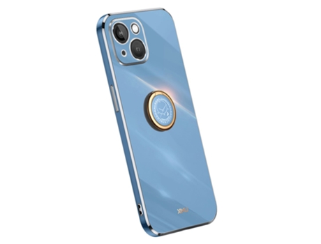 Suporte Casa Galvanizado Para Iphone 15 Plus Xinli Pele Sintética Azul
