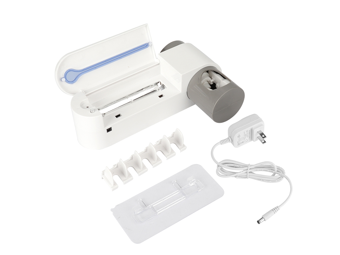 Esterilizador de escova de dentes 3 em 1 com desinfecção UV e limpeza do suporte (plugue americano de 110 V)