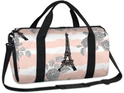 Bolsa MARCA Torre Eiffel com rosas 45x21x23cm tecido poliéster