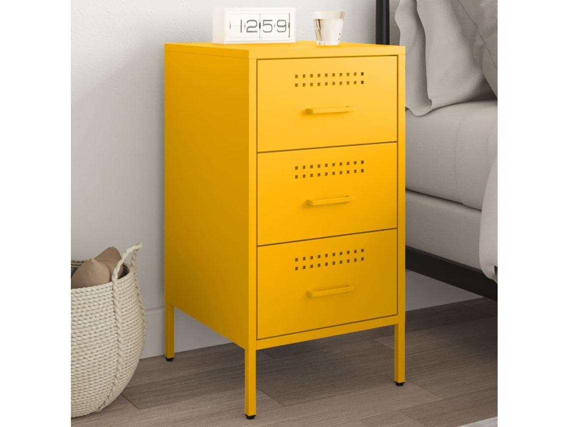 Vidaxl Mesa De Cabeceira 36x39x68 Cm Aço Amarelo Mostarda