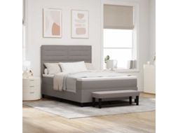 Vidaxl Cama Box Com Cabeceira Cinzento-acastanhado 140 X 190 Cm Tecido