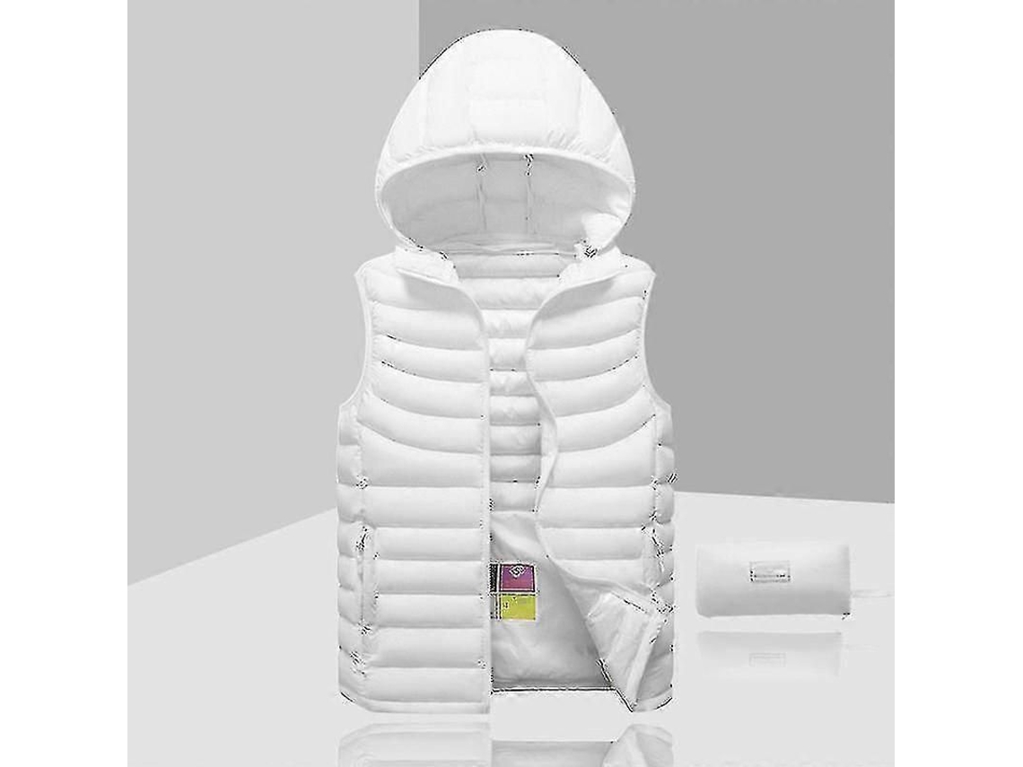 Chaqueta Sem Mangas Para Homem Com Capuz Removível De Cor Sólida Outono De 2023 M Blanco