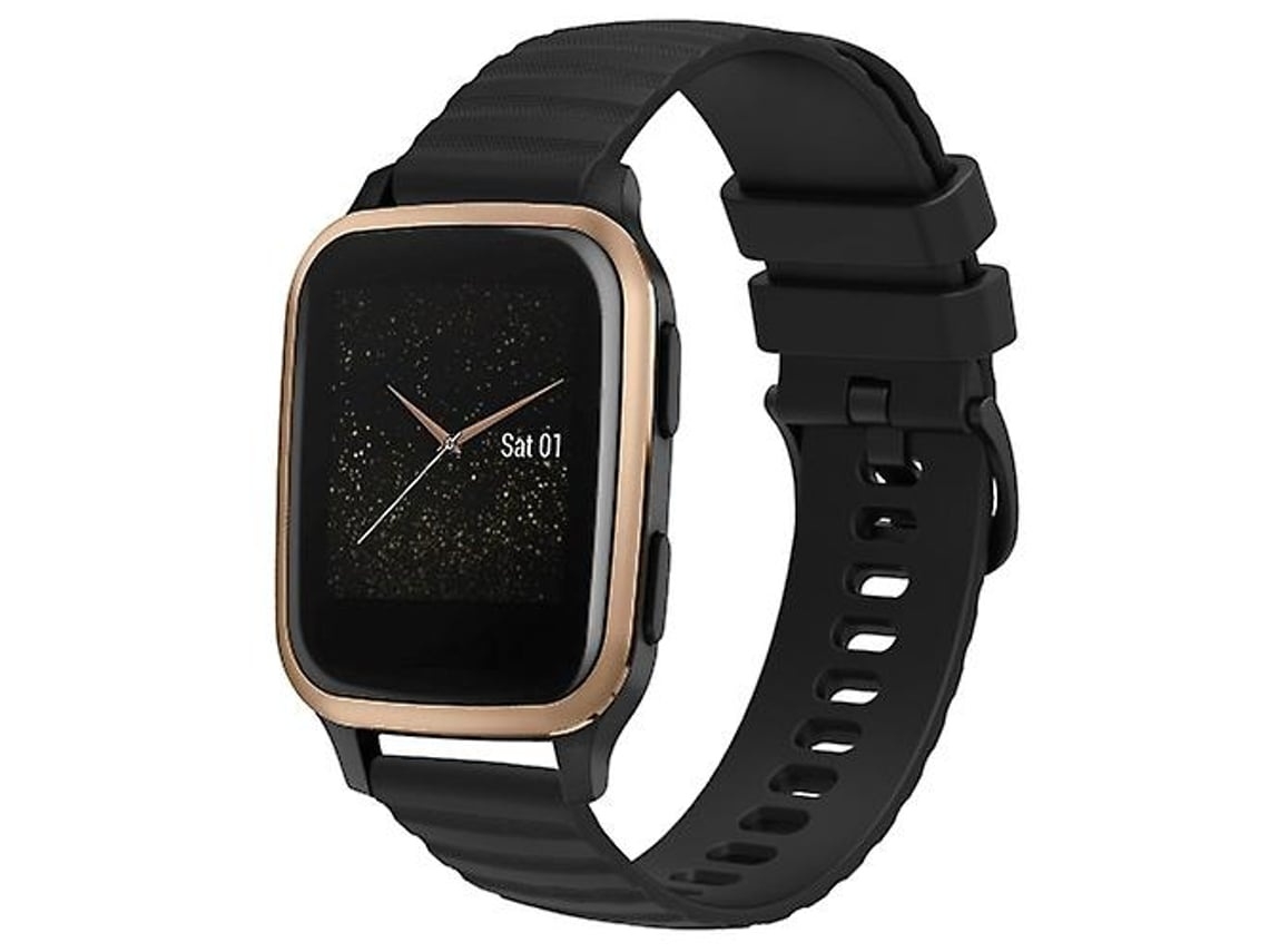 Pulseira De Relógio Lurelia Para Garmin Venu Sq 20 Mm Padrão De Pontos Ondulados Cor Sólida Em Silicone Preto