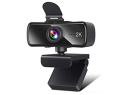 Webcam 2k Com Microfone Para Pc E Laptop, Webcam Usb Com Capa De Privacidade, Plug And Play, Preta.