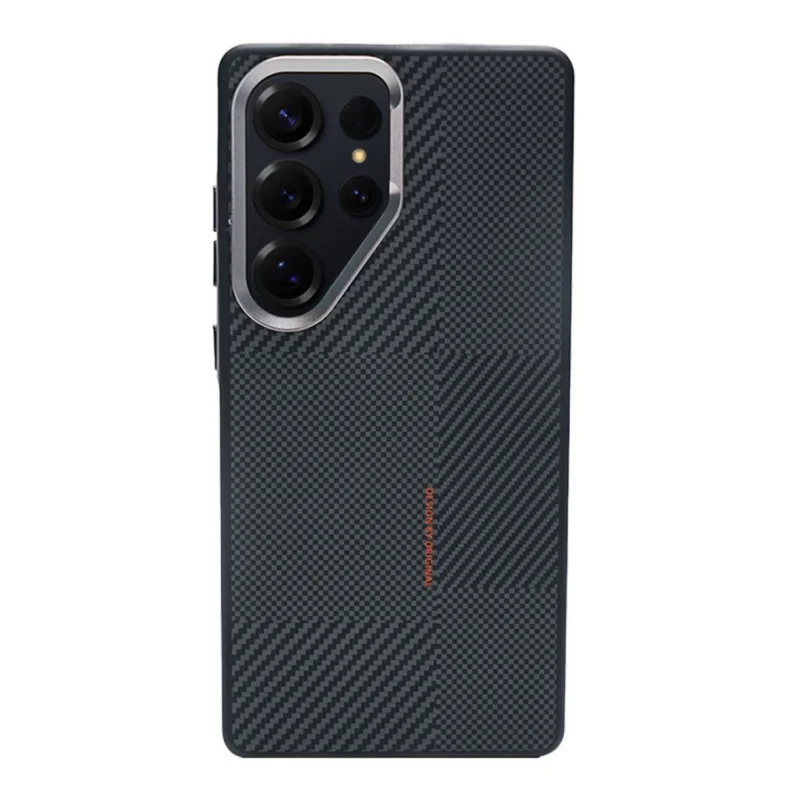 (cinza, Galaxy S23 Ultra) Capa Protetora Magnética Com Textura De Fibra De Carbono E Lente De Liga Fosca Resistente A Impactos.