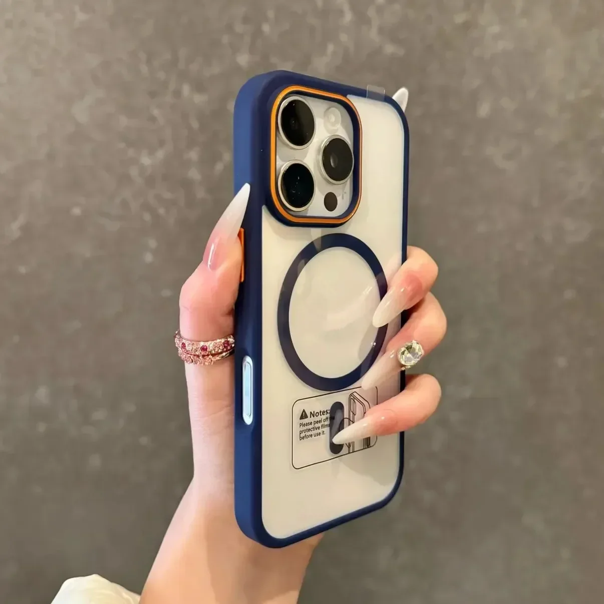 Capa Protetora Magnética Transparente Com Moldura Para Proteção Contra Impactos E Quedas (iphone 15 Plus Azul).