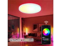 Luminária De Teto Led Inteligente De 30 W Com Regulação Da Intensidade De Luz De 2700 K A 6500 K, Luz Ambiente Rgb Compatível Com Alexa E Google Home