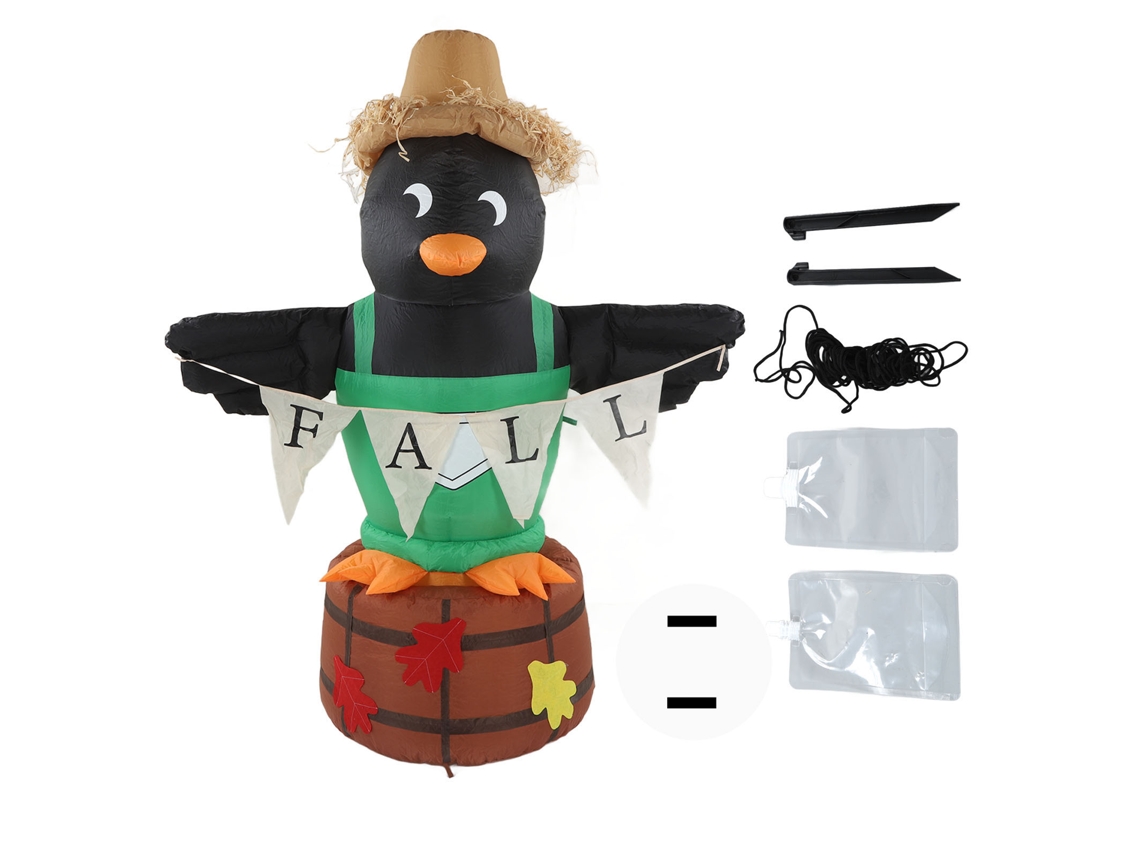 Decoração Inflável Pinguim Espantalho com Luz Led para Festival da Colheita | S/MARCA