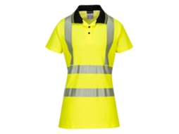 Polo De Algodão Comfort Pro De Alta Visibilidade Para Mulheres / Amarelo Preto / P Portwest