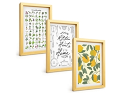 Composição De Quadros Ervas De Cozinha, Limões Pintados Espelharte (3 Peças 20x30 Cm)