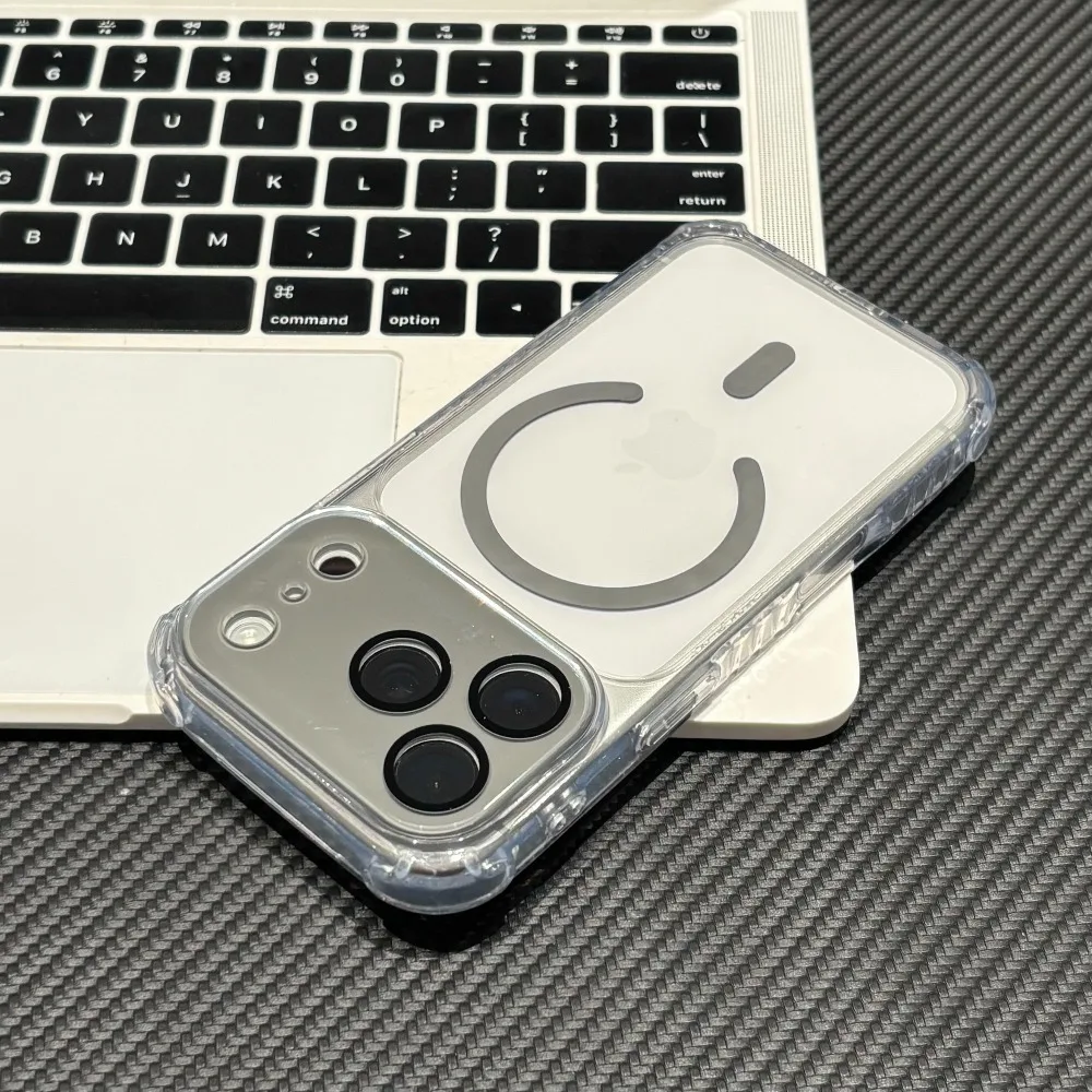 Capa Protetora Com Airbag (cinza Tailandês) Para Iphone 16 Plus Com Interface Magsafe E Protetor De Lente.