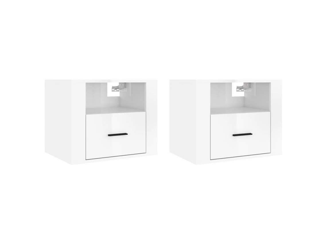 Conjunto de mesas de cabeceira de parede brancas brilhantes MAISON EXCLUSIVE 50x36x40 cm
