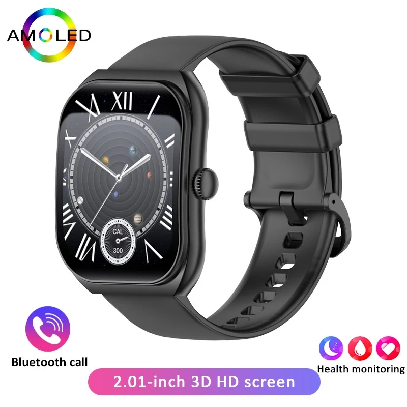 (preto) Smartwatch, Monitor De Frequência Cardíaca De 2,01 Polegadas, À Prova D'água