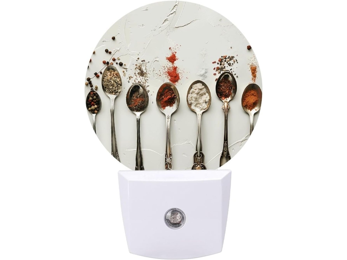 Conjunto de luminárias Colheres com luz noturna LED e sensor, luz noturna suave e quente, luz noturna branca e para banheiro.