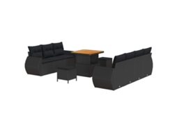 Maison Exclusive - Conjunto De Sofá De Jardim Com Almofada 10 Pcs Preto Vime Pe