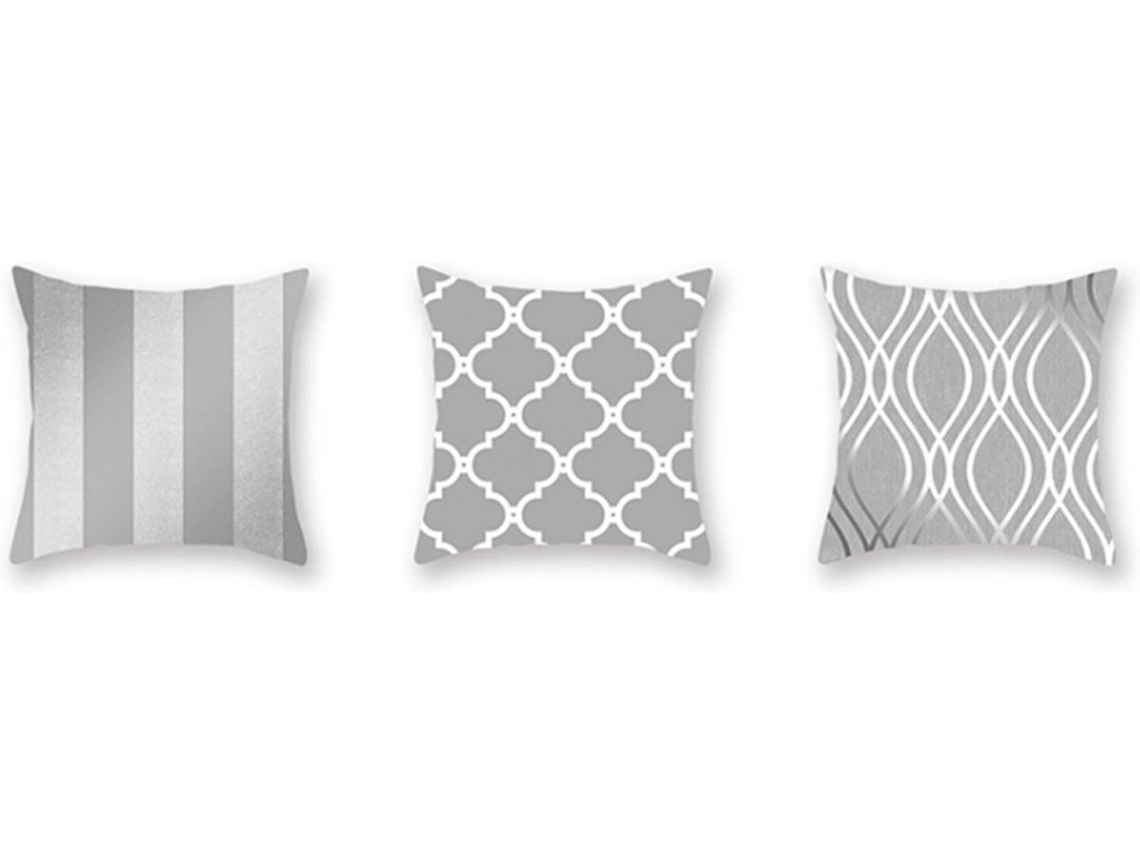Pack de 3 Almofadas Decorativas WJS Cinza (45x45cm)