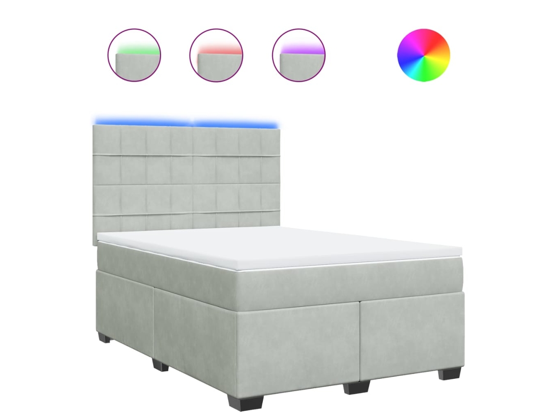 Conjunto 1 Cama Box Spring Vidaxl Cinzeto Veludo (200 X 160 X 150.5 Cm)