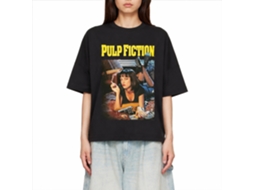 Rockinstone Pulp Fiction Men's T-shirt Mia Smoking - Black Size:xxl