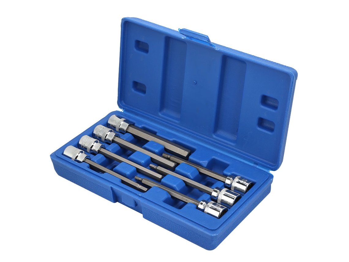 Conjunto De 7 Brocas De Soquete Quadradas 3/8 Com Extensão Longa Hex 1/8 A 3/8 Bits De Soquete