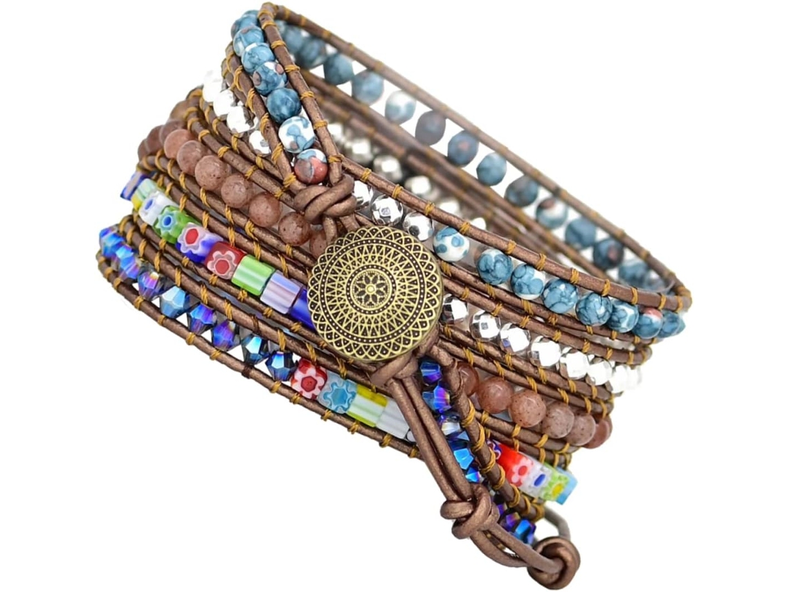 Pulseira De Substituição Para Relógio Estilo Boêmio, Trançada Com Pérolas Brilhantes. Design Único E Gokoco