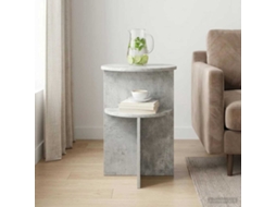 Vidaxl Mesa Lateral Com Armazenamento Cinzento Cimento Ø 39,5 X 55 Cm