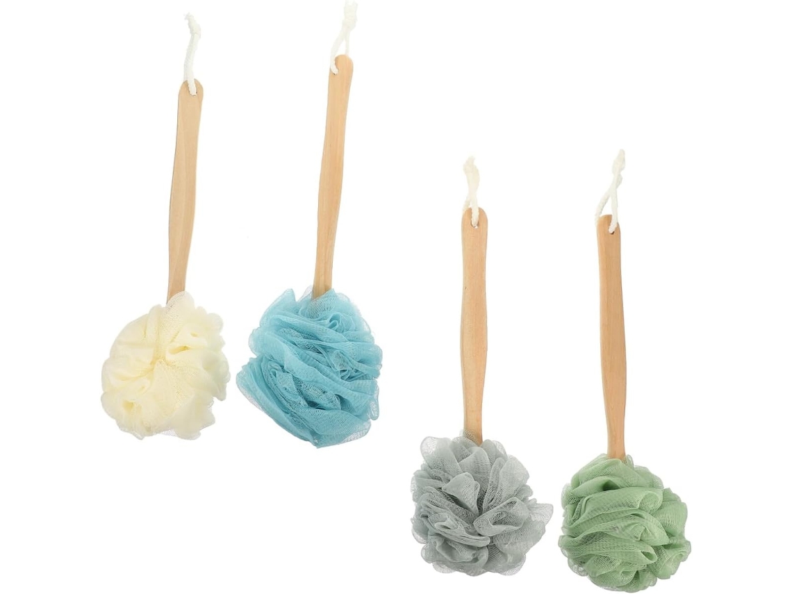 Lurelia Pack De 4 Escovas Para Costas Para Duche, Cerdas Macias, Cabo Longo E Pega Ergonómica