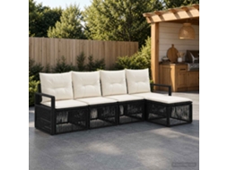 Vidaxl Conjunto De Sofá De Jardim 4 Unid. Preto Vime Pe