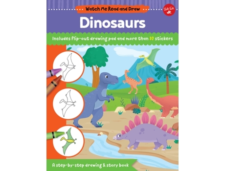 Livro Watch Me Read and Draw Dinosaurs de Samantha Chagollan (Inglês)