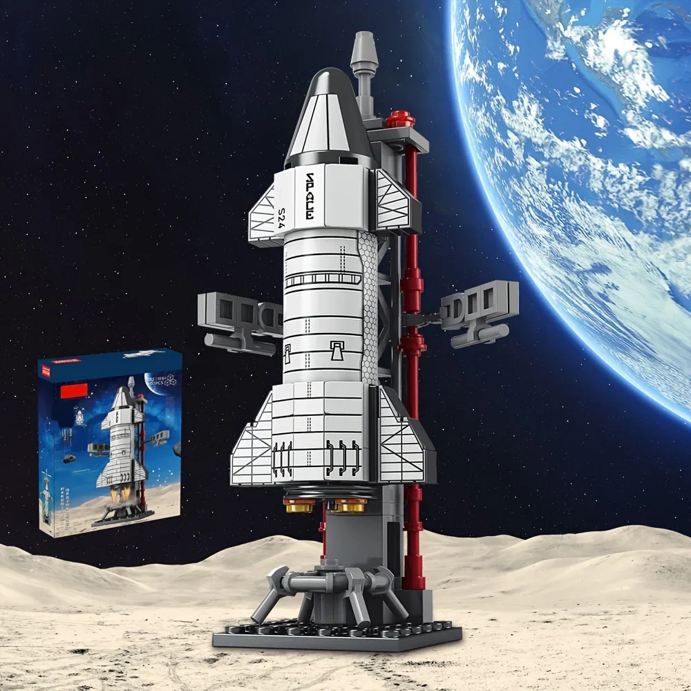 (107 Peças) Kit De Montagem De Foguetes E Naves Espaciais - Estação Espacial - Blocos De Construção