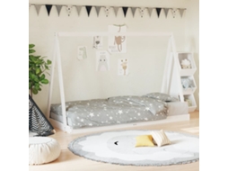 Vidaxl Estrutura De Cama Infantil 90x200 Cm Pinho Maciço Branco