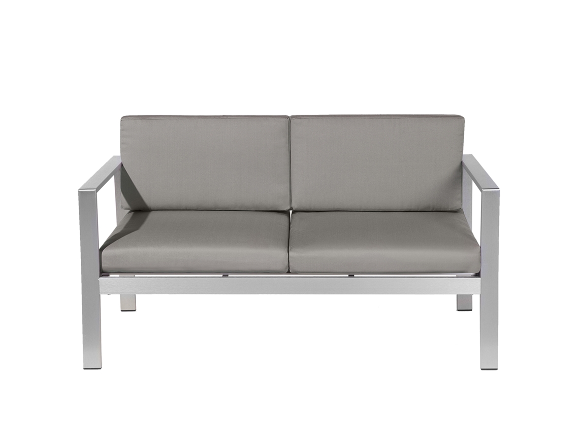 Banco De Jardim Com Almofada Beliani Salerno De Alumínio Cinzento Escuro 142x70x80