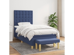 Cama Com Molas/colchão 90x200 Cm Tecido Azul