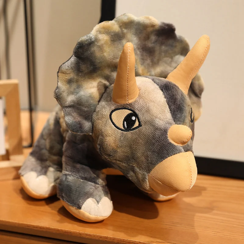Lindo Brinquedo de Pelúcia Realista de Triceratops em Estilo Desenho Animado MDUG (cinza, 30cm)