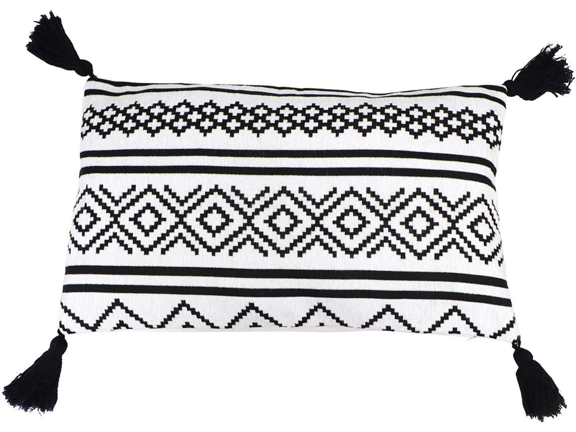 Capa de Almofada Geométrica 30x50cm em Algodão com Franjas para Decoração Sofá, Quarto e Sala Estar. CHABERLU