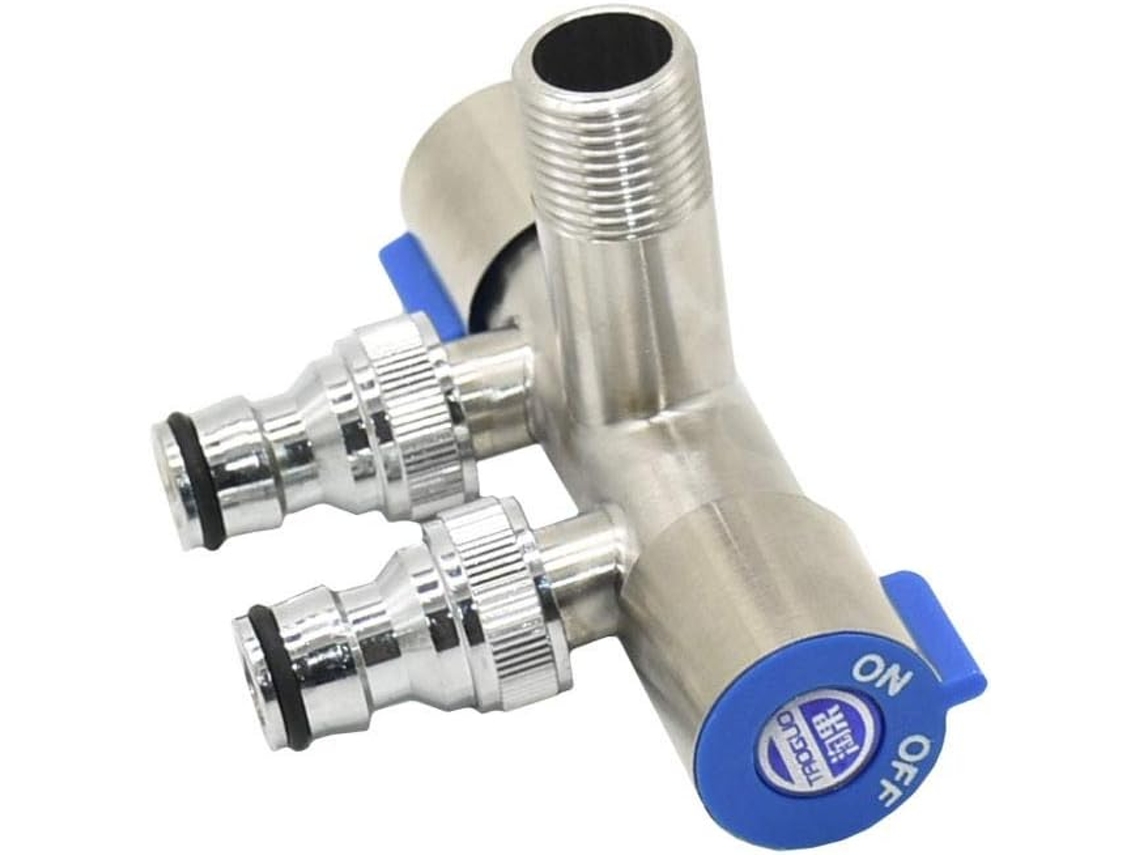Adaptador de Conexão Jardim com Rosca 1/2'' para 1/2'', Divisor Água 2 Vias Irrigação Torneira Jardim,