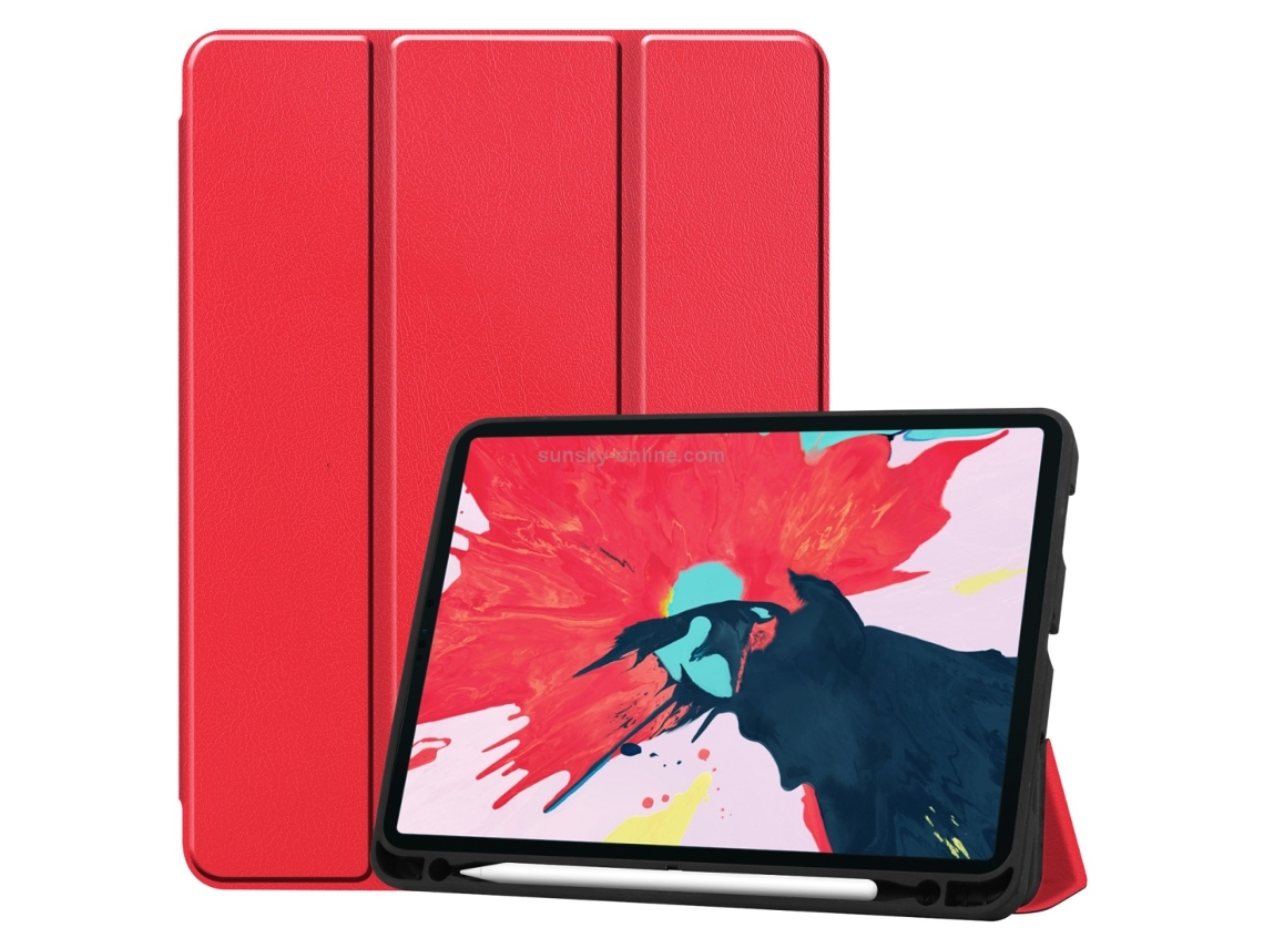 Elysve Capa Para Ipad Pro 11 Polegadas 2020, Material Resistente, Suporte De 3 Dobras, Slot Para Caneta, Escarlate