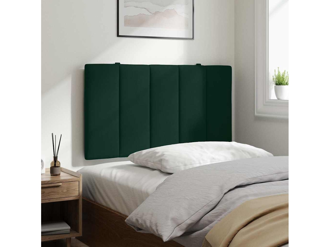 Vidaxl Almofadão De Cabeceira Hanko 90 Cm Veludo Verde-escuro