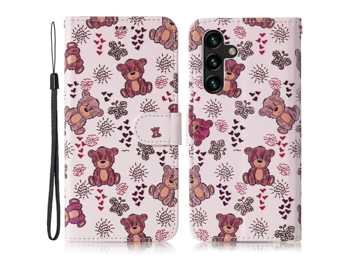 Capa Carteira Para Samsung Galaxy S24 Fe Com Padrão De Couro E Estampa, Björn