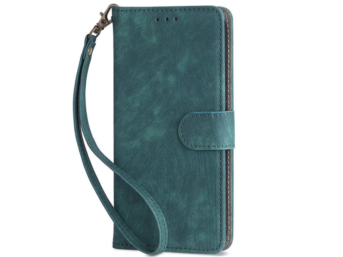 Capa Flip Para Celular, Capa Completa Em Couro.verde Com Cordão - Redmi Note 14 Pro Plus