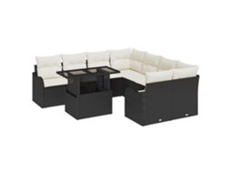 Conjunto 9 Conjunto De Sofá De Jardim Vidaxl Preto Vime Pe (232,5 X 234 X 85 Cm)