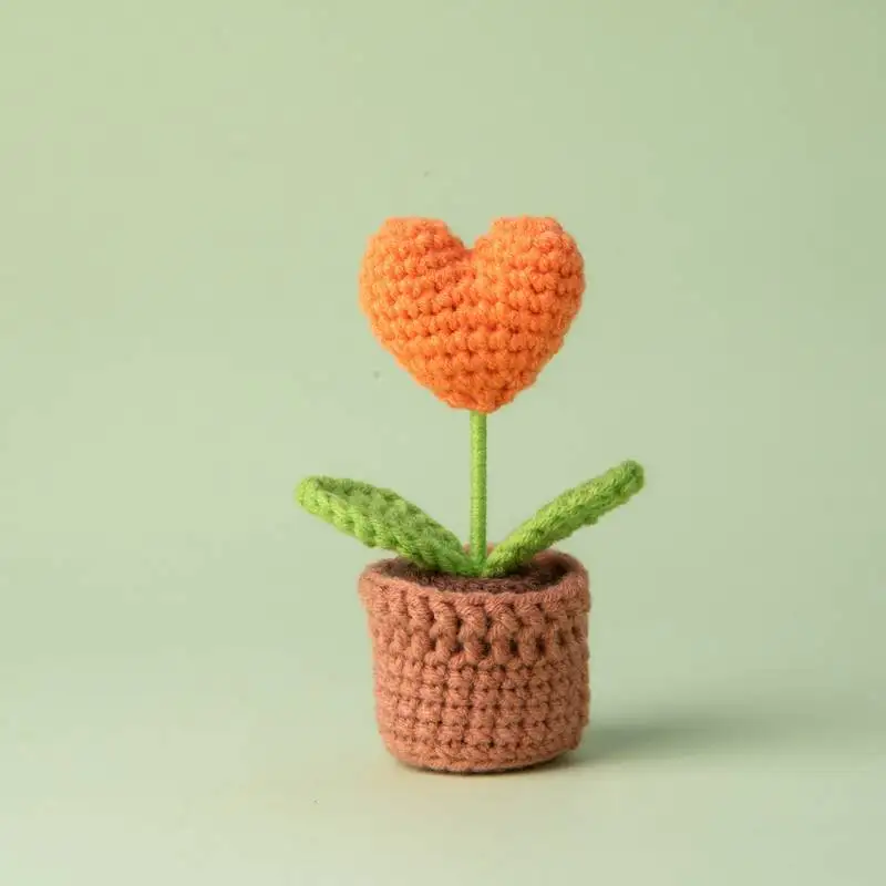 (15 Cm) Mini Vaso De Flores De Crochê, Decoração Fofa De Flor Tricotada Feita À Mão.