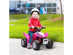 Quad Elétrico Para Crianças 6 V, Velocidade De 2,8 Km/h, Faróis Led, Buzina, Guidão E Assento Ergonômico, Rosa.