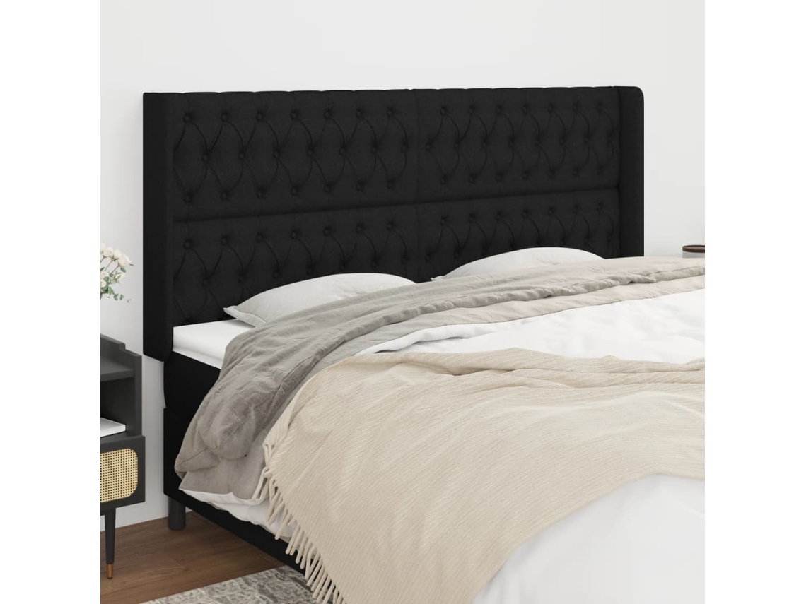 Cabecero con Alas de Tela 183x16x118/128 Cm Negro