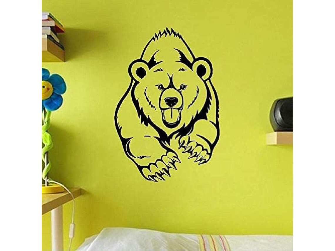 Adesivos de parede com animais Grizzly Nossos, decoração para quarto infantil, design em vinil, sala de estar, quarto, decoração para casa, 57x80cm