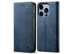 Capa Para Iphone 15 Pro Pele Sintética Anti-riscos Azul