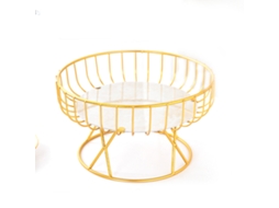 Cesta de frutas de metal de mesa com design espaçoso e ventilado para frutas e petiscos ouro grande S/MARCA