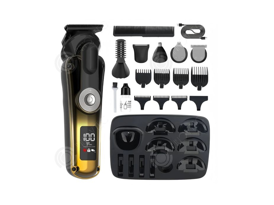 Inn Máquina De Barbear Elétrica 1400mah 6 Em 1 Ipx6 Recarregável Para Homens, Úmido E Seco, Com Tela Lcd E 6 Cabeçotes De Corte Innovtec