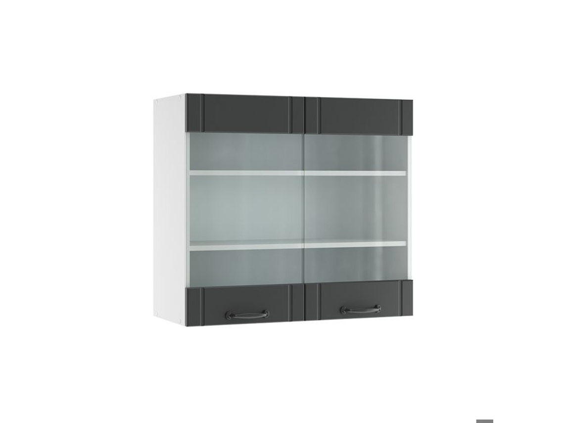 Armário de cozinha alto envidraçado Fame-Line, 80 cm, Country Antracite, Vicco