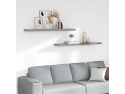 Vidaxl Prateleiras De Parede Suspensas 2 Pcs 120x23,5x3,8cm Mdf Cinza